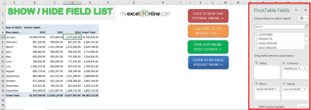How to Show Pivot Table Fields | MyExcelOnline