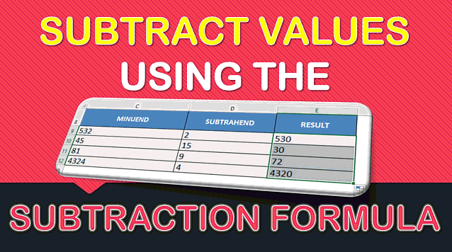 subtraction formula for excel