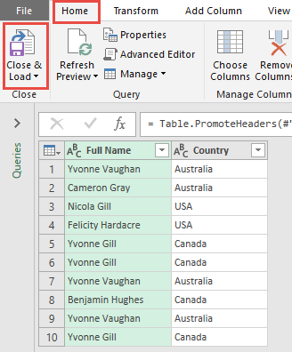Import Data from CSV Using Power Query