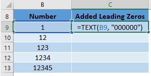 excel add leading zeros myexcelonline zero b9 text