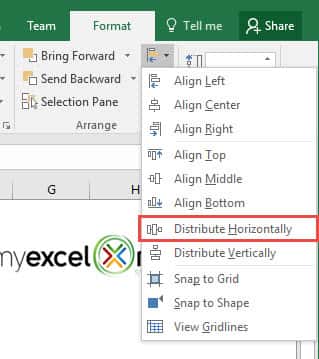 Distribute and Align Shapes in Excel