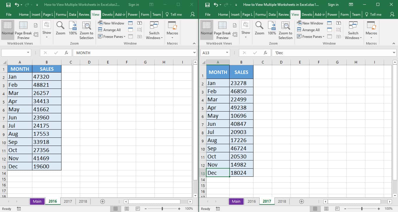 How to View Multiple Worksheets in Excel