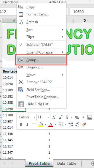 Frequency Distribution with Excel Pivot Tables