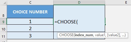 CHOOSE Formula in Excel