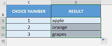 CHOOSE Formula in Excel