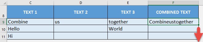 CONCAT Formula in Excel