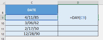 DAY Formula in Excel