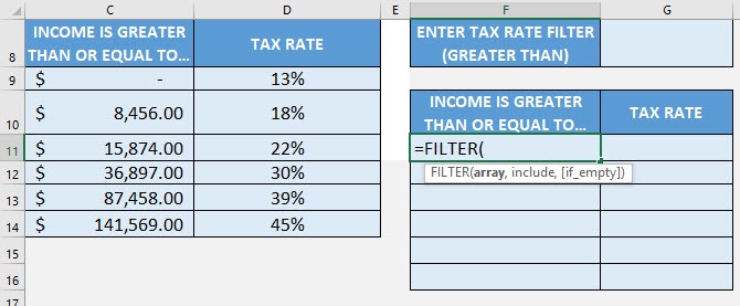 Excel FILTER Formula