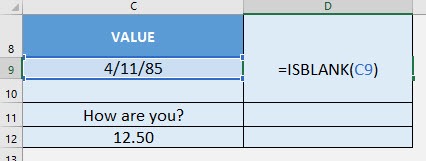 ISBLANK Formula in Excel