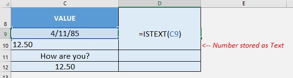 ISTEXT Formula in Excel