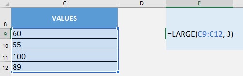 LARGE Formula in Excel