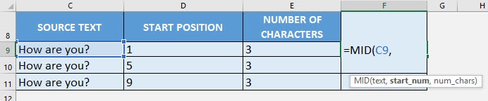 MID Formula in Excel