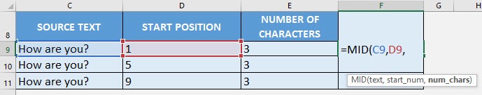 MID Formula in Excel