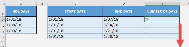 NETWORKDAYS Formula in Excel