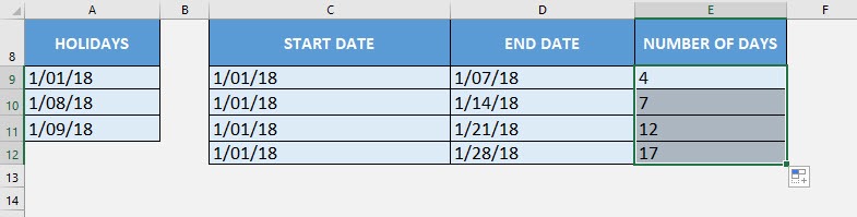 NETWORKDAYS Formula in Excel