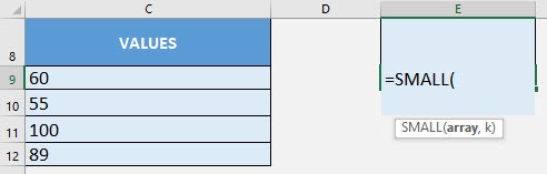 SMALL Formula in Excel