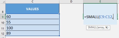 SMALL Formula in Excel