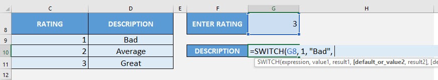 SWITCH Formula in Excel