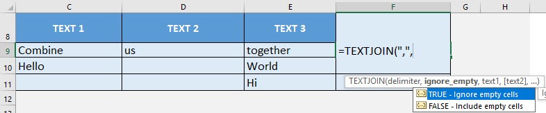 TEXTJOIN Formula in Excel