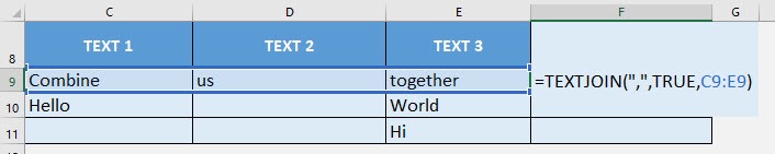 TEXTJOIN Formula in Excel