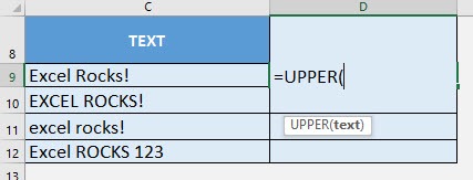 UPPER Formula in Excel