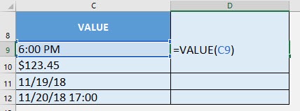 VALUE Formula in Excel