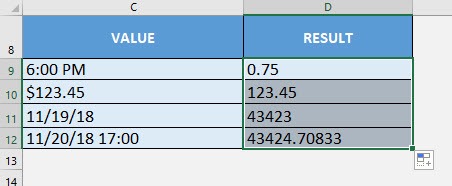 VALUE Formula in Excel