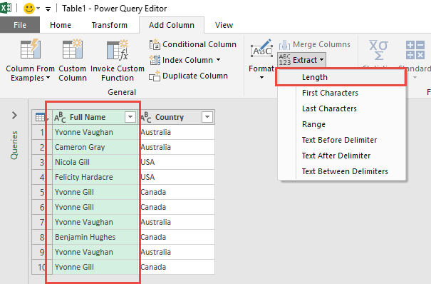 Extract Length Using Power Query or Get & Transform
