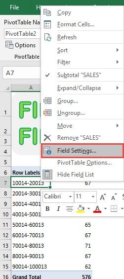 Show Field and Value Field Settings in Power Query