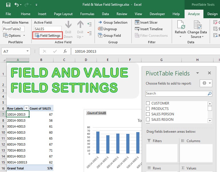 Show Field and Value Settings in Excel Pivot Tables