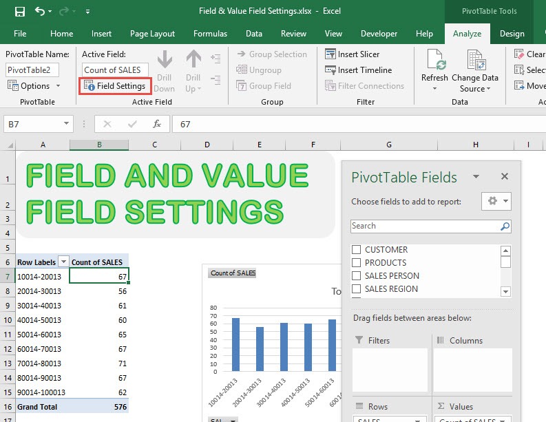 Show Field and Value Settings in Excel Pivot Tables
