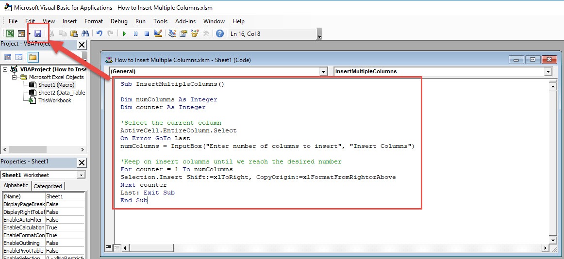 How to Insert Multiple Columns Using Macros in Excel