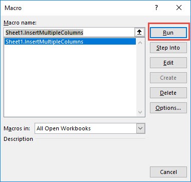 How to Insert Multiple Columns Using Macros in Excel