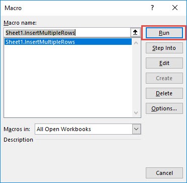 How to Insert Multiple Rows Using Macros in Excel