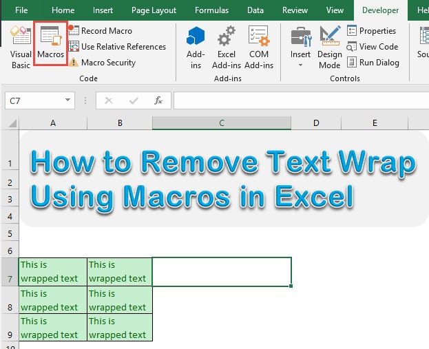 Remove Text Wrap using Macros