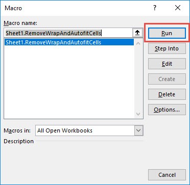 How to Remove Text Wrap Using Macros in Excel