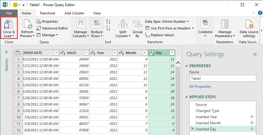 Split the Date in Power Query