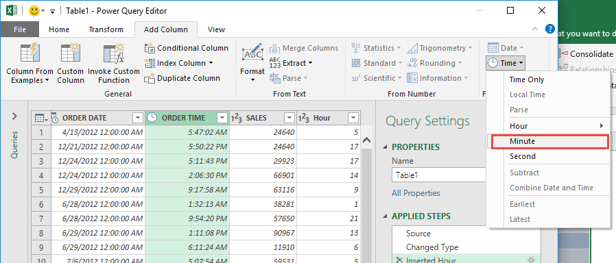 Split the Time Using Power Query or Get & Transform