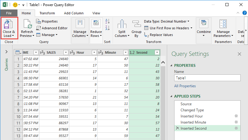 Split the Time in Power Query