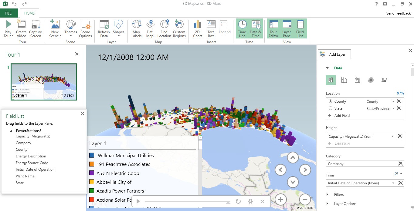 3D Map in Excel