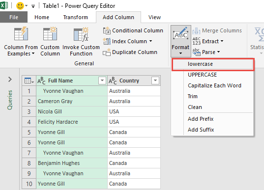 Format Text in Power Query