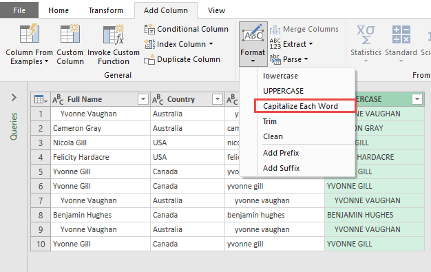 Format Text in Power Query