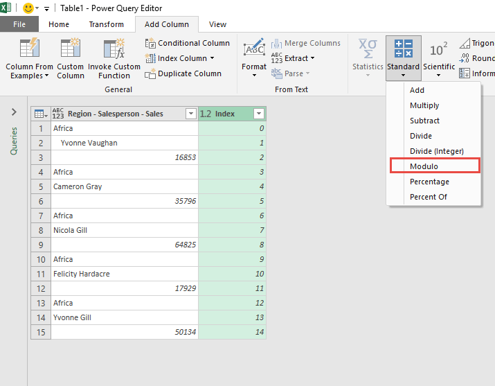 Process Flat Data Using Modulo in Power Query