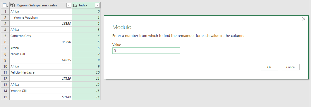 Process Flat Data Using Modulo in Power Query