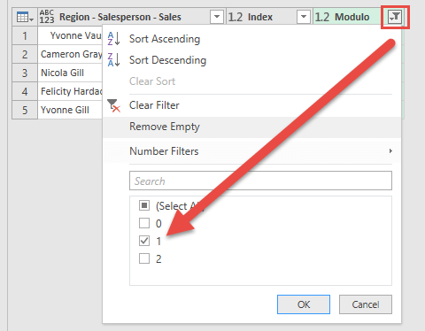 Process Flat Data Using Modulo in Power Query