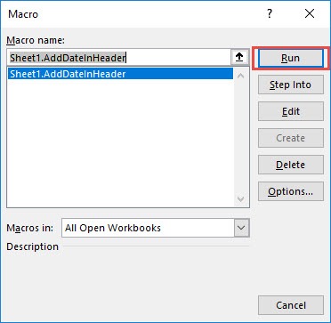Add Date In Header Using Macros In Excel