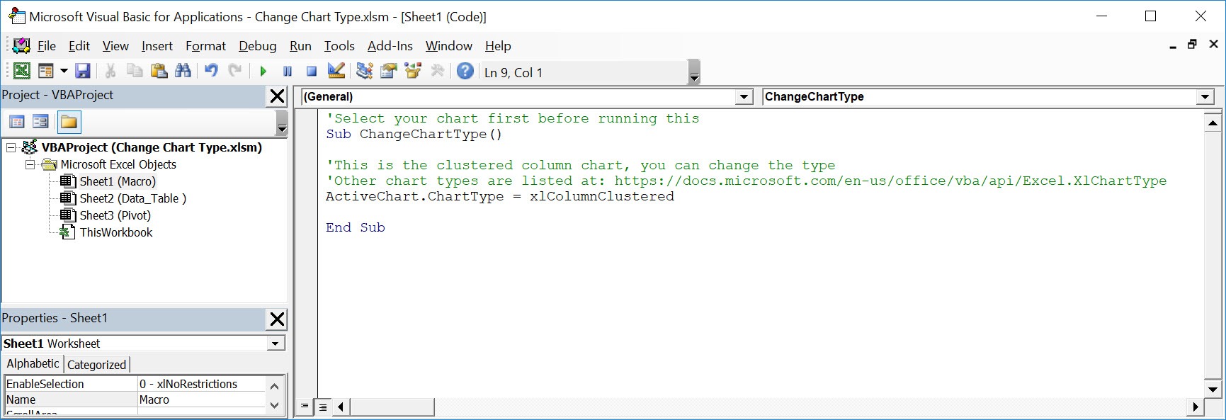 Change Chart Type Using Macros In Excel