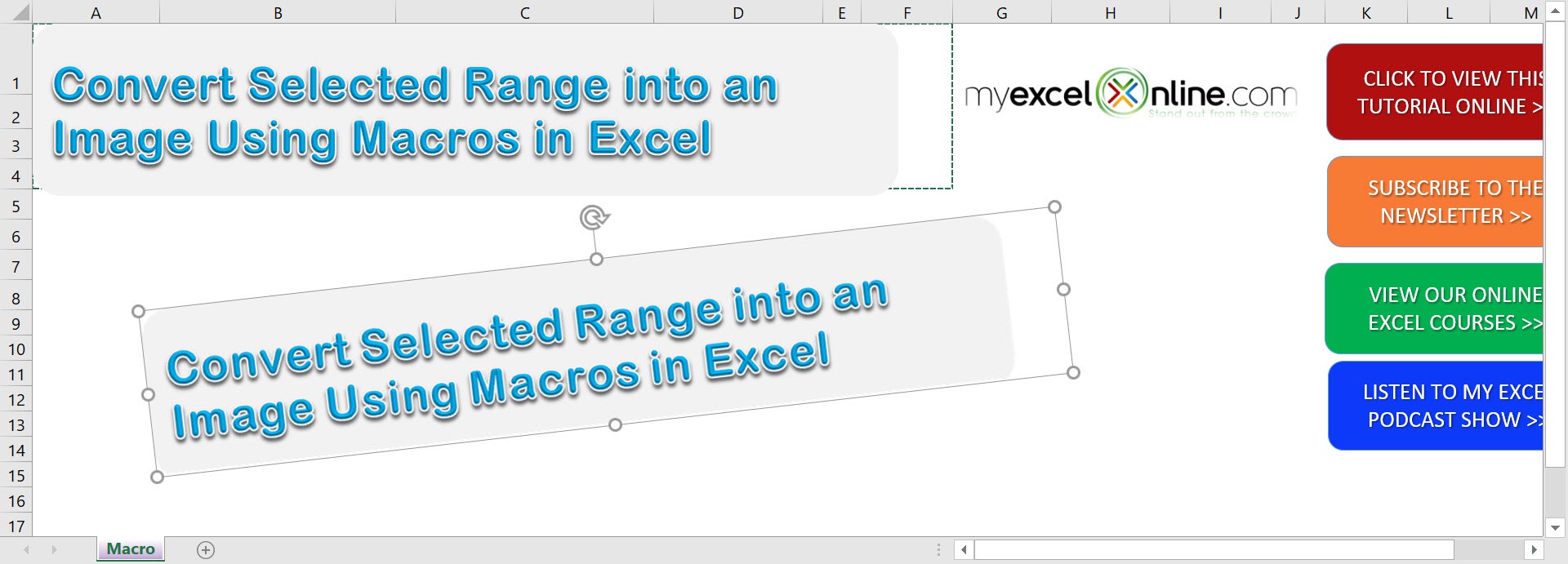 Convert Selected Range into an Image Using Macros In Excel | MyExcelOnline