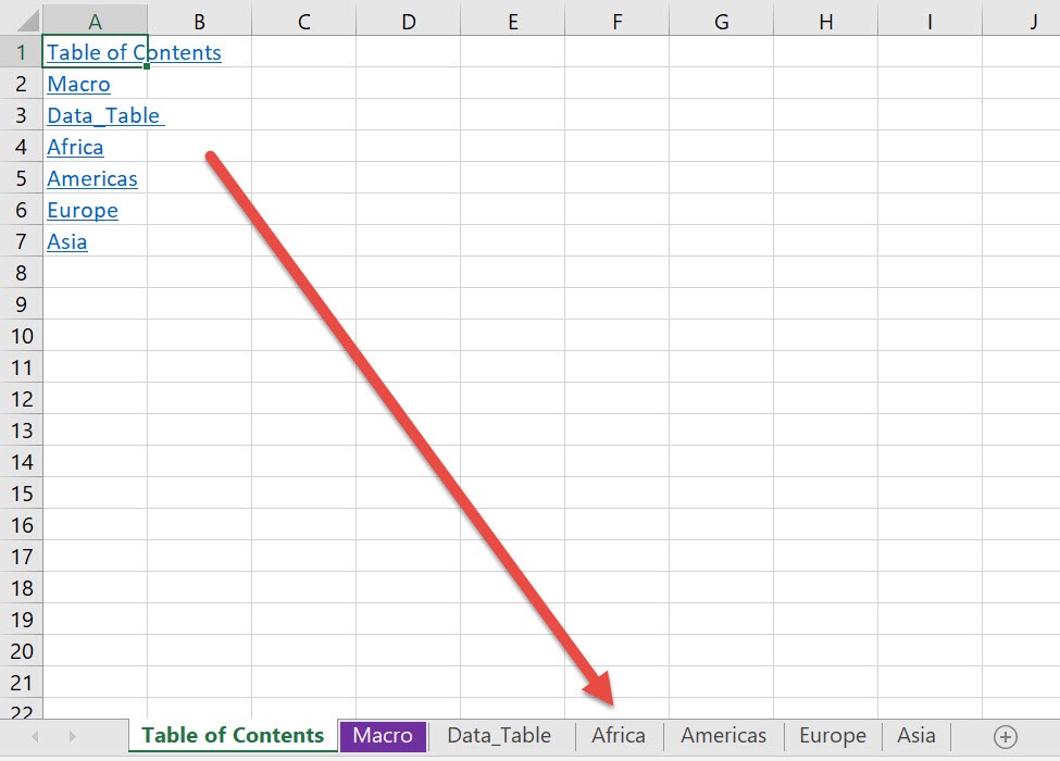 Create a Table of Contents Using Macros In Excel | MyExcelOnline