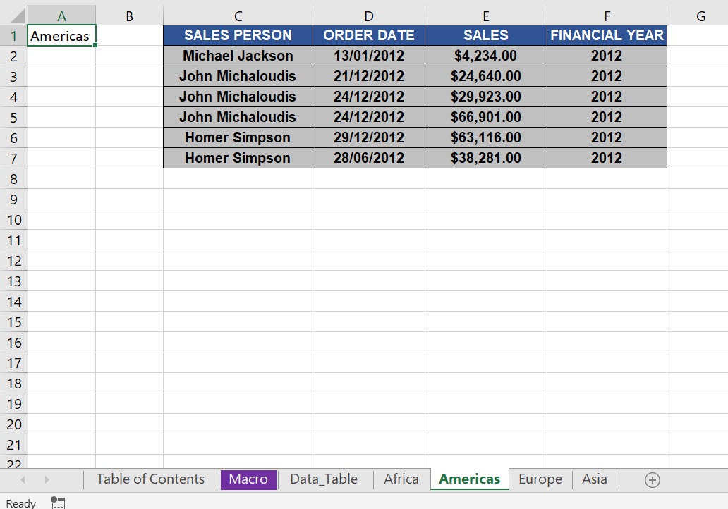 Create a Table of Contents Using Macros In Excel